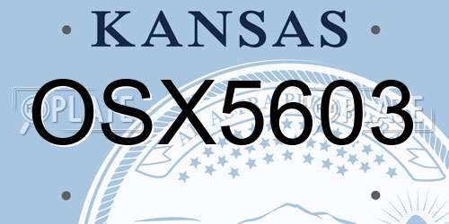 OSX5603 Kansas License Plate