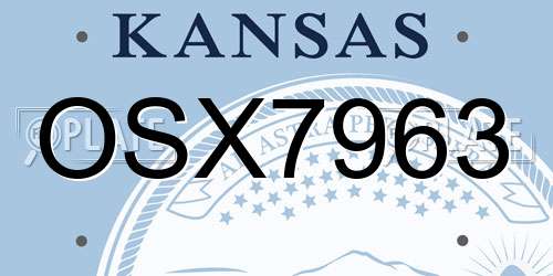 OSX7963 Kansas License Plate