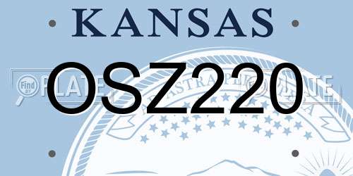 OSZ220 Kansas License Plate