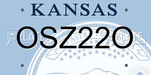 OSZ22O Kansas License Plate