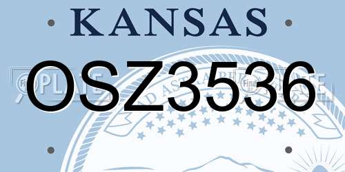 OSZ3536 Kansas License Plate