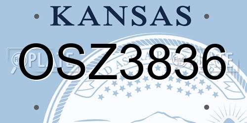 OSZ3836 Kansas License Plate