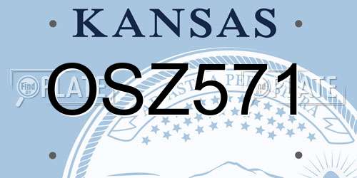 OSZ571 Kansas License Plate