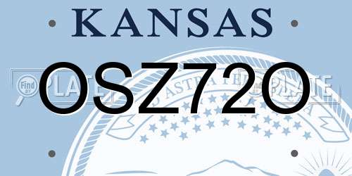 OSZ72O Kansas License Plate