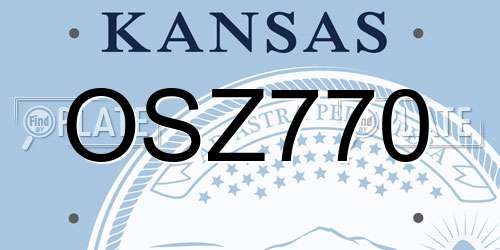OSZ770 Kansas License Plate