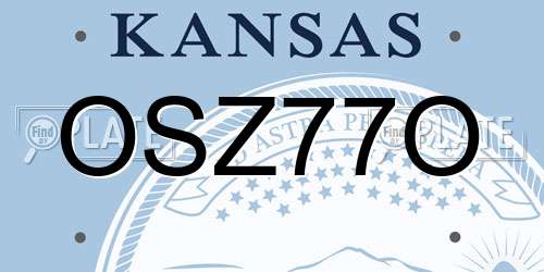OSZ77O Kansas License Plate