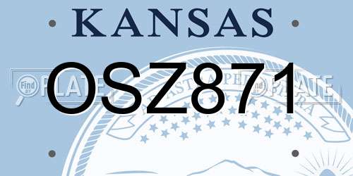 OSZ871 Kansas License Plate