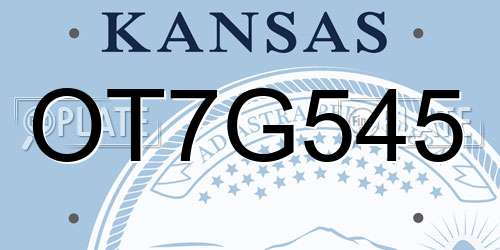 OT7G545 Kansas License Plate