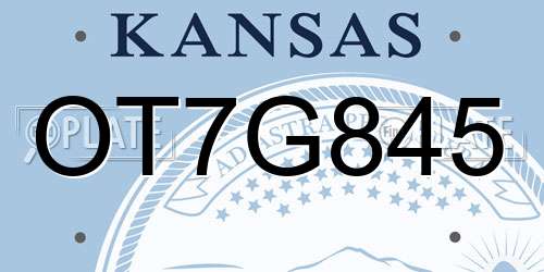 OT7G845 Kansas License Plate