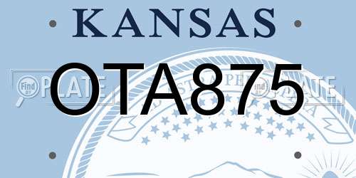 OTA875 Kansas License Plate