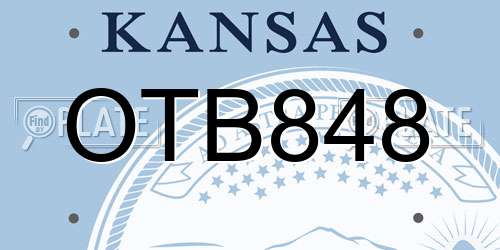 OTB848 Kansas License Plate