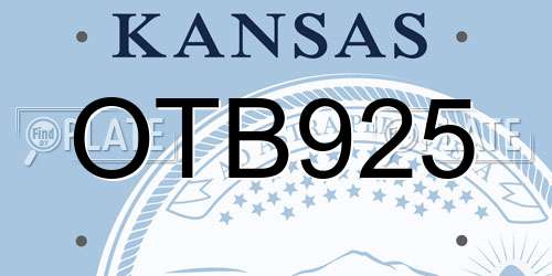 OTB925 Kansas License Plate