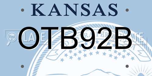 OTB92B Kansas License Plate