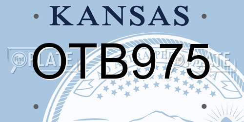 OTB975 Kansas License Plate