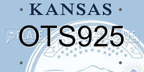 OTS925 Kansas License Plate