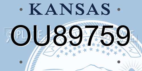 OU89759 Kansas License Plate