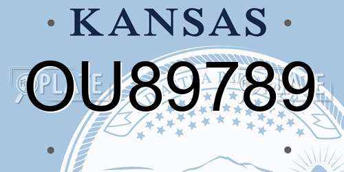 OU89789 Kansas License Plate