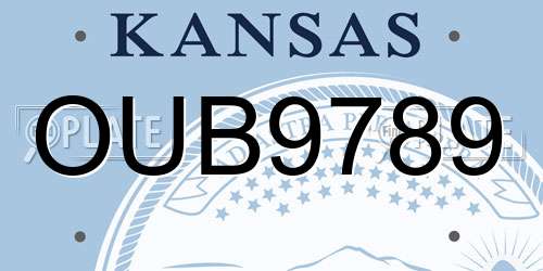 OUB9789 Kansas License Plate