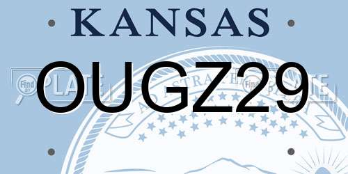 OUGZ29 Kansas License Plate