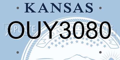 OUY3080 Kansas License Plate