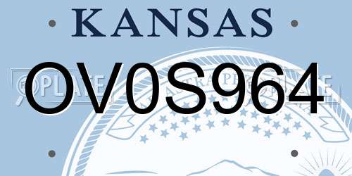 OV0S964 Kansas License Plate