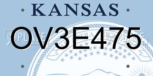 OV3E475 Kansas License Plate