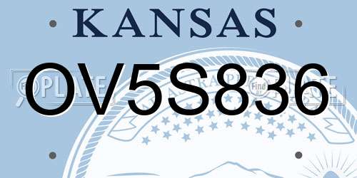 OV5S836 Kansas License Plate
