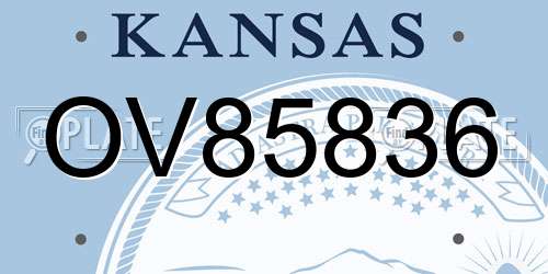 OV85836 Kansas License Plate