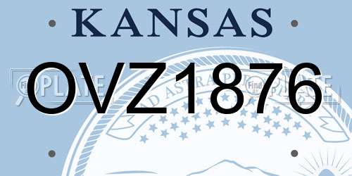 OVZ1876 Kansas License Plate