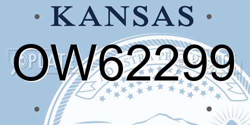 OW62299 Kansas License Plate