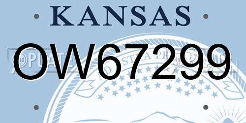 OW67299 Kansas License Plate