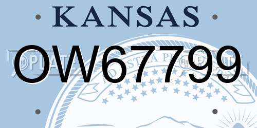 OW67799 Kansas License Plate