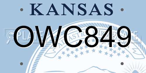 OWC849 Kansas License Plate