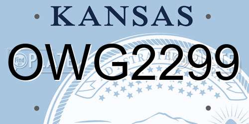 OWG2299 Kansas License Plate