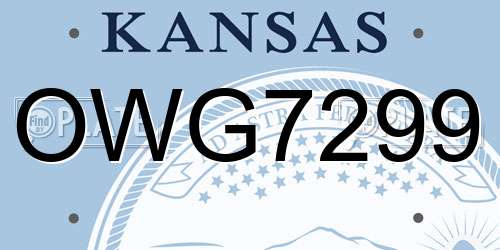 OWG7299 Kansas License Plate