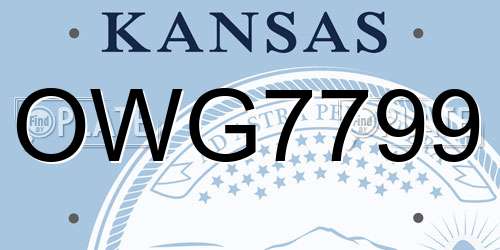 OWG7799 Kansas License Plate