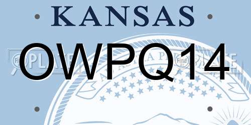 OWPQ14 Kansas License Plate