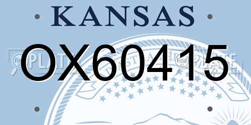 OX60415 Kansas License Plate