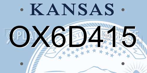 OX6D415 Kansas License Plate