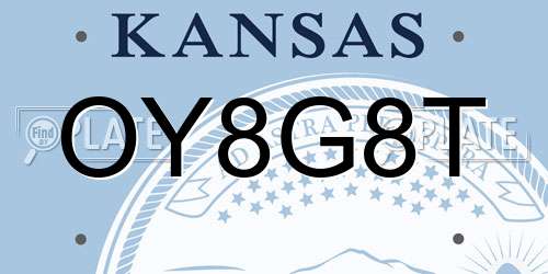 OY8G8T Kansas License Plate