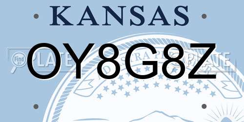 OY8G8Z Kansas License Plate