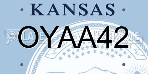 OYAA42 Kansas License Plate