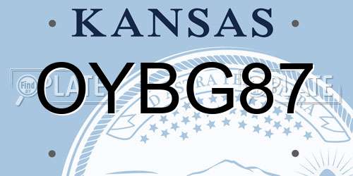OYBG87 Kansas License Plate