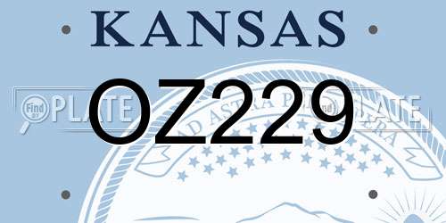 OZ229 Kansas License Plate