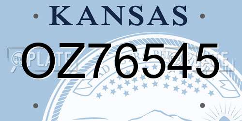 OZ76545 Kansas License Plate