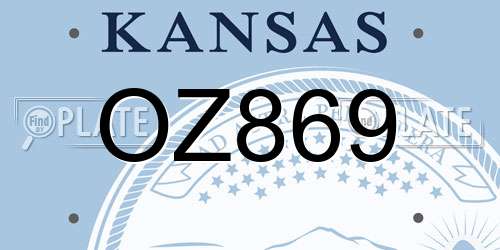 OZ869 Kansas License Plate