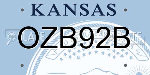 OZB92B Kansas License Plate