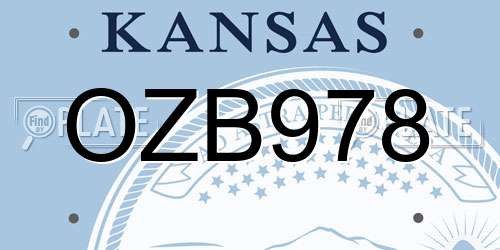 OZB978 Kansas License Plate