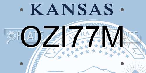 OZI77M Kansas License Plate