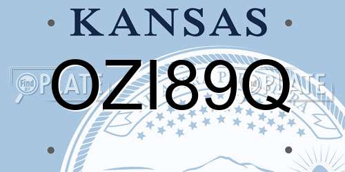 OZI89Q Kansas License Plate